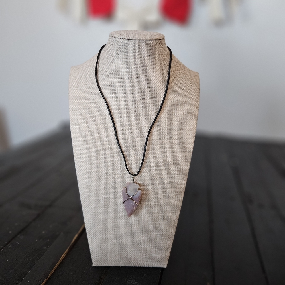 Elegant Purple Arrowhead Stone Pendant Necklace Southwest Jewelry